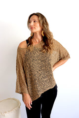 Travel Overlay Knit Top in Chocolate