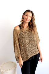 Travel Overlay Knit Top in Chocolate