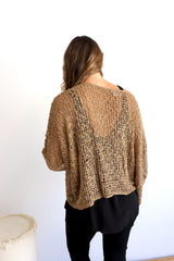 Travel Overlay Knit Top in Chocolate