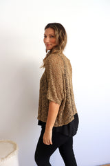 Travel Overlay Knit Top in Chocolate