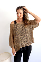 Travel Overlay Knit Top in Chocolate