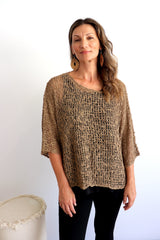 Travel Overlay Knit Top in Chocolate