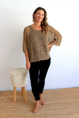 Travel Overlay Knit Top in Chocolate