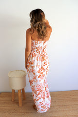 Florence Strapless Dress in Autumn Leaves