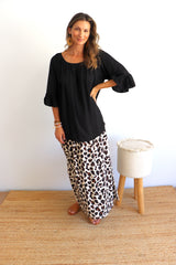 Merci Maxi Skirt In Black Jaguar