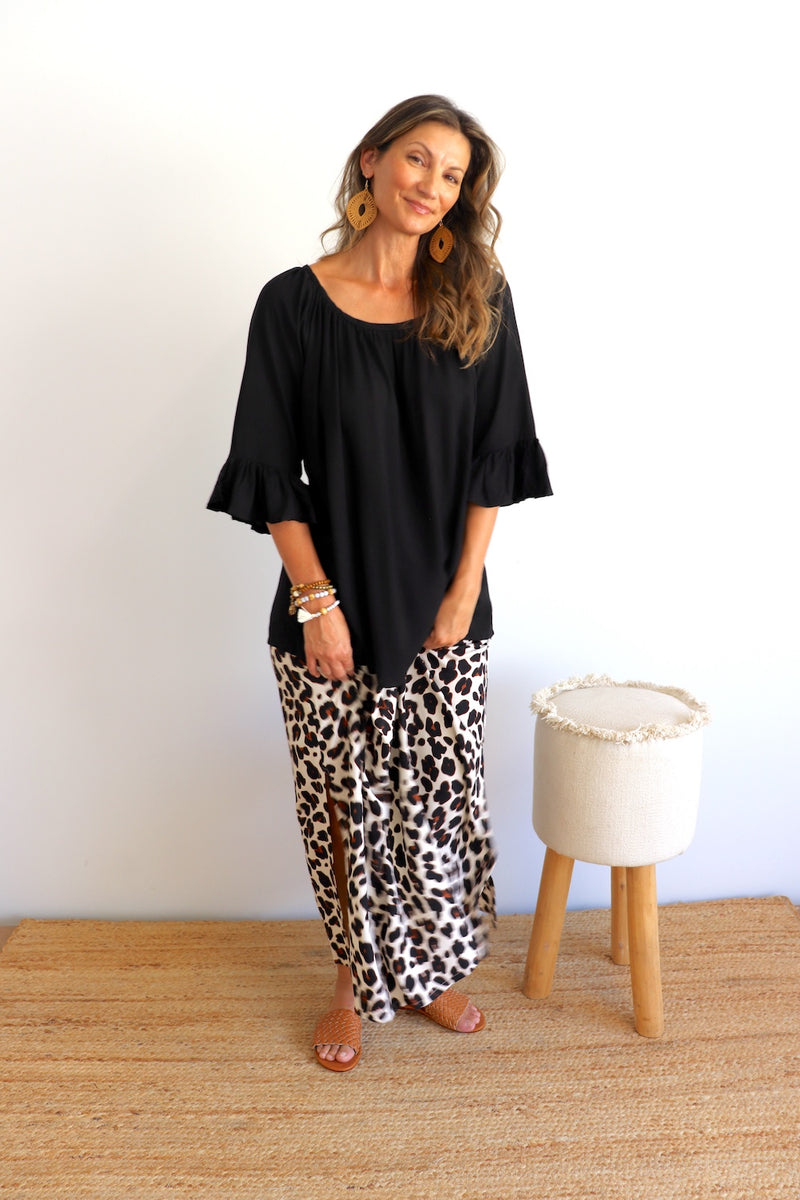 Merci Maxi Skirt In Black Jaguar