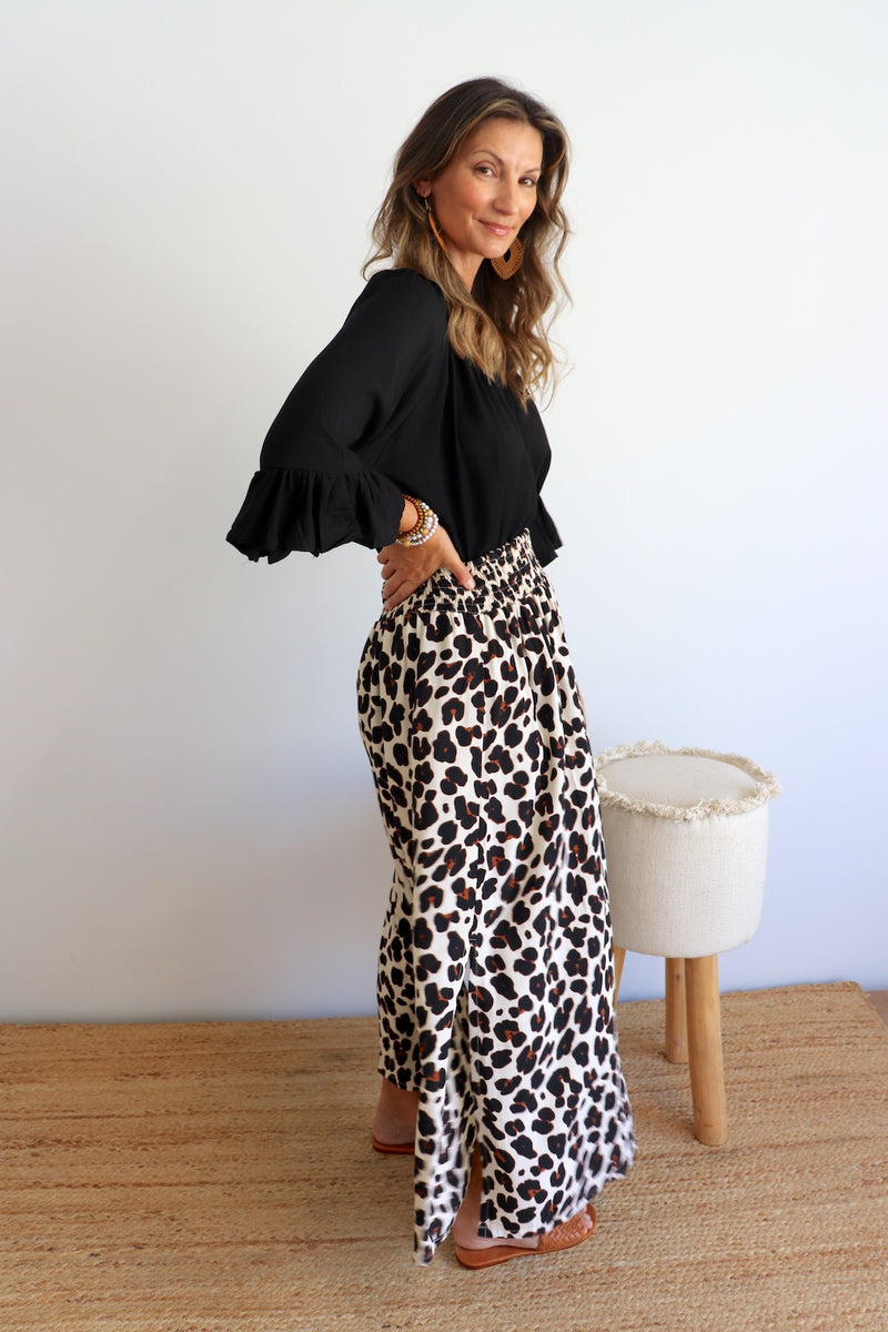 Merci Maxi Skirt In Black Jaguar