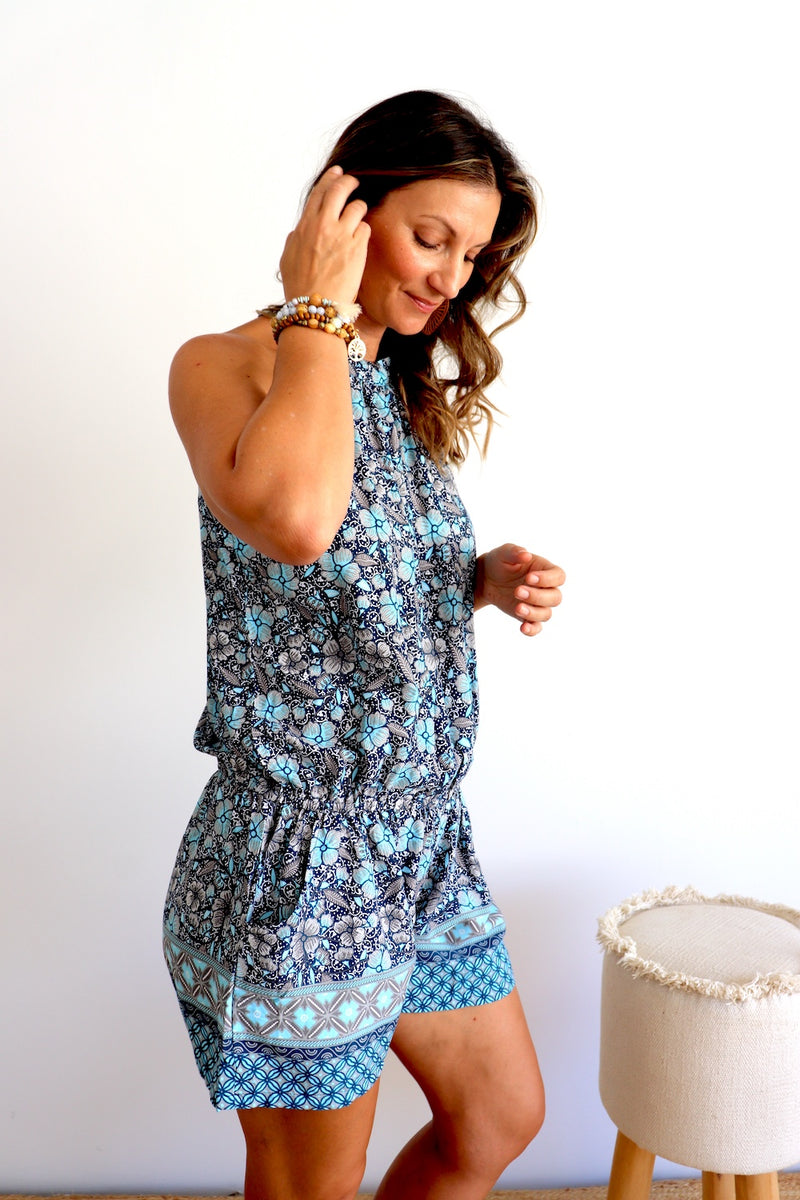 Tahiti Jumpsuit In Blue Seaflower