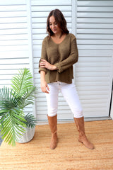 Alex Knit Sweater in Khaki