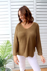 Alex Knit Sweater in Khaki