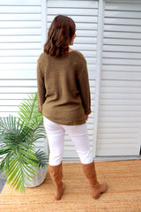 Alex Knit Sweater in Khaki