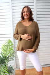 Alex Knit Sweater in Khaki