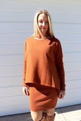 2 in 1 Lux Winter Knit Dress in Rust