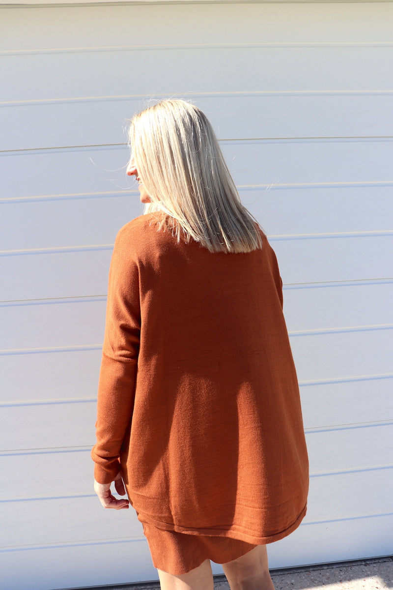 2 in 1 Lux Winter Knit Dress in Rust