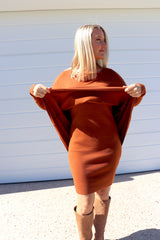 2 in 1 Lux Winter Knit Dress in Rust