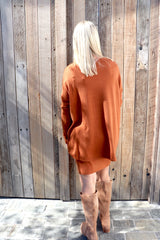 2 in 1 Lux Winter Knit Dress in Rust