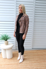 Leopard Faux Suede Jacket