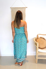 Daytripper Tube Maxi Dress In Cottage Vine Aqua