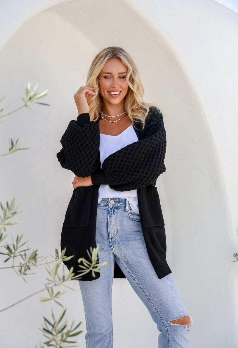 Honeycomb Cardi in Black