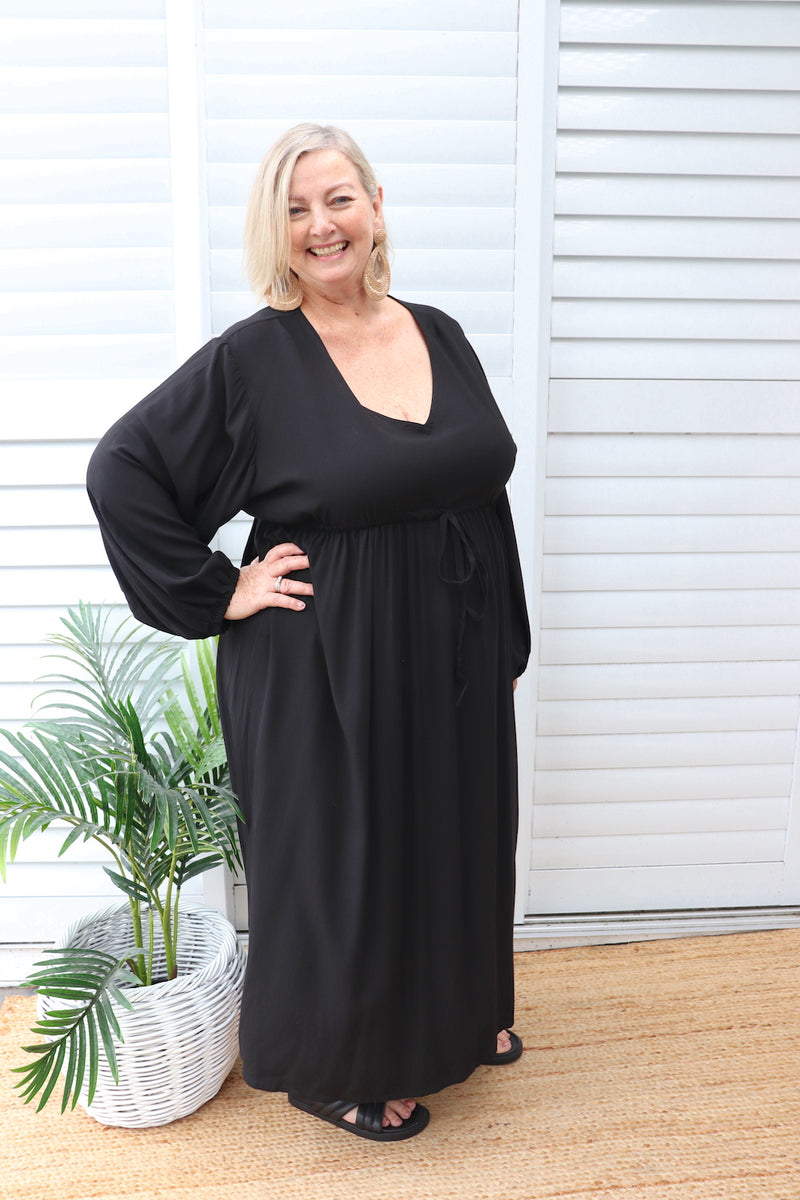 Audrey Long Sleeve Maxi in Black