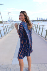 Tropicana Short Dress In Choc Navy