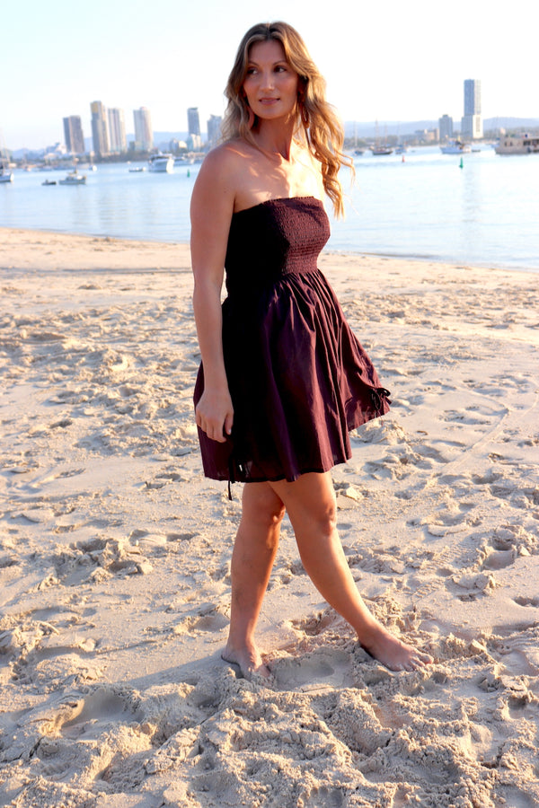 Strapless Beach Dress/Skirt in Eggplant