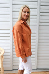 Lauren Linen Shirt in Rust