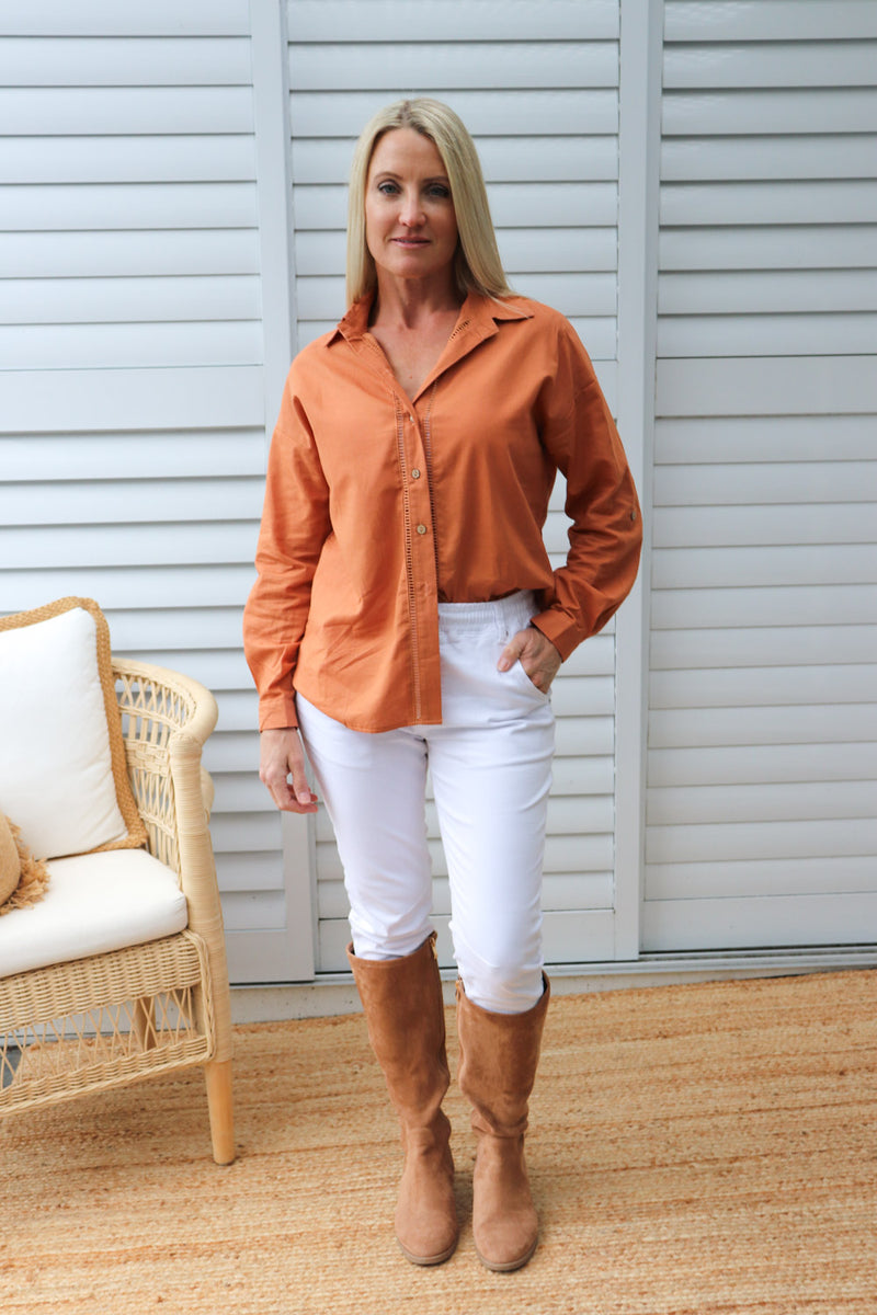 Lauren Linen Shirt in Rust