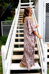 Long Kaftan In Taupe Vine