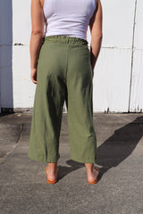 Elastic Cotton 3/4 Pant Khaki