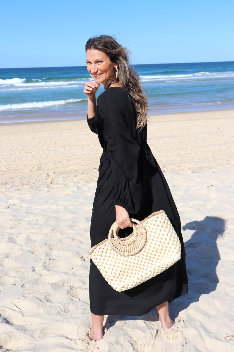 Audrey Long Sleeve Maxi in Black