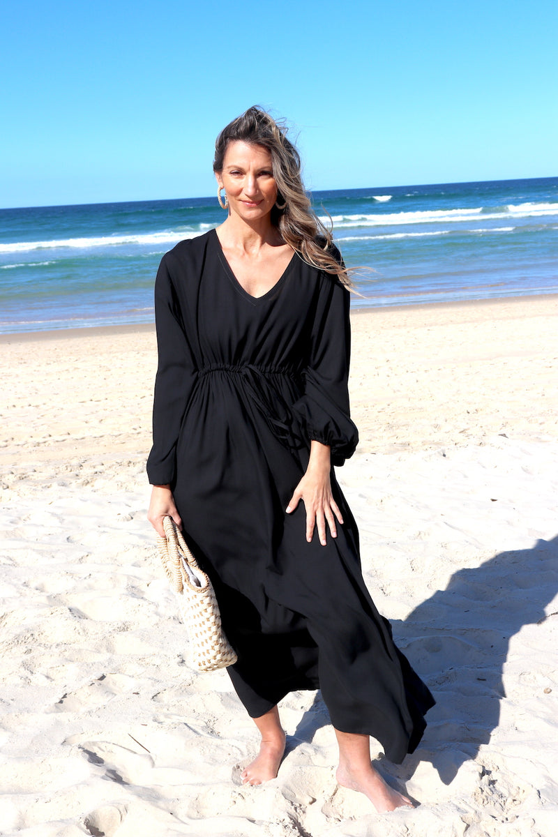 Audrey Long Sleeve Maxi in Black