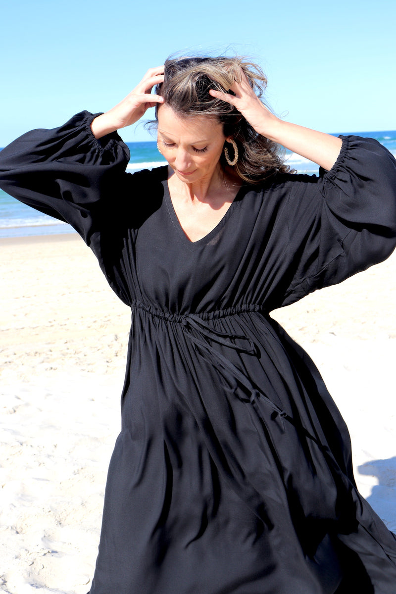 Audrey Long Sleeve Maxi in Black