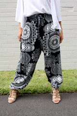 Harem Elastic Long Pant In B & W Spectacular