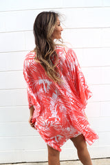 Short Kaftan in Tropic Coral